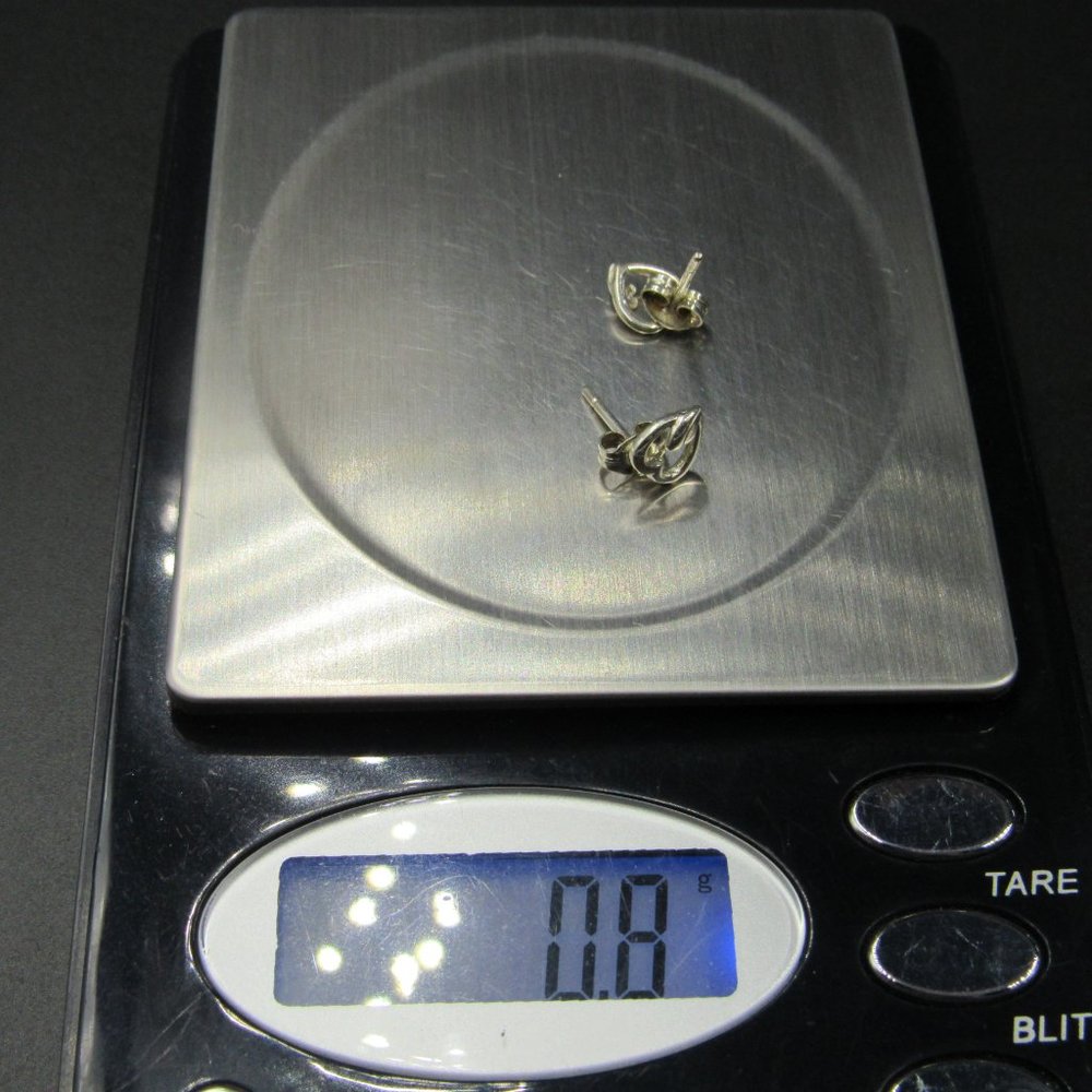 Sterling Silver Tiny Odd Heart Stud Earrings Vint… - image 5